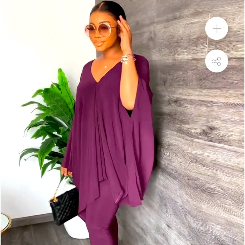 2 piece set .Purple batwing top and stretch leggings.